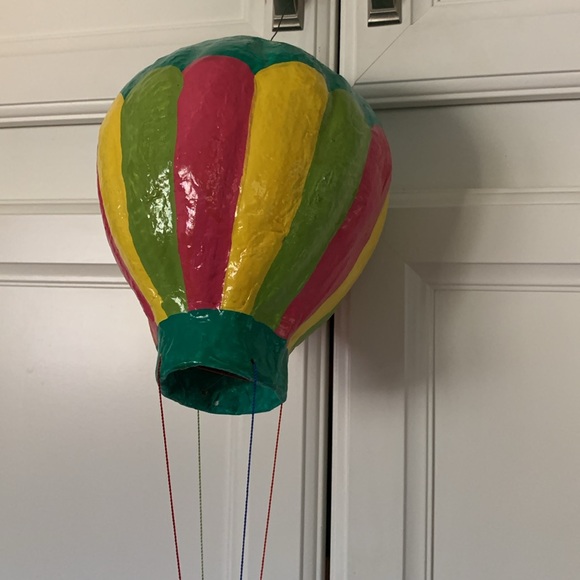 Vintage paper mache hanging air balloon and clown mobile - Picture 2 of 15